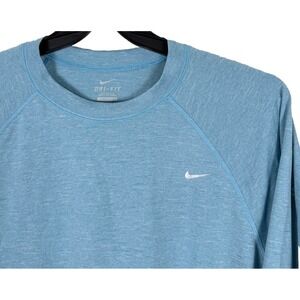 Nike Dri-Fit Shirt XXL Blue Heather Long Sleeve Raglan Performance Training Top